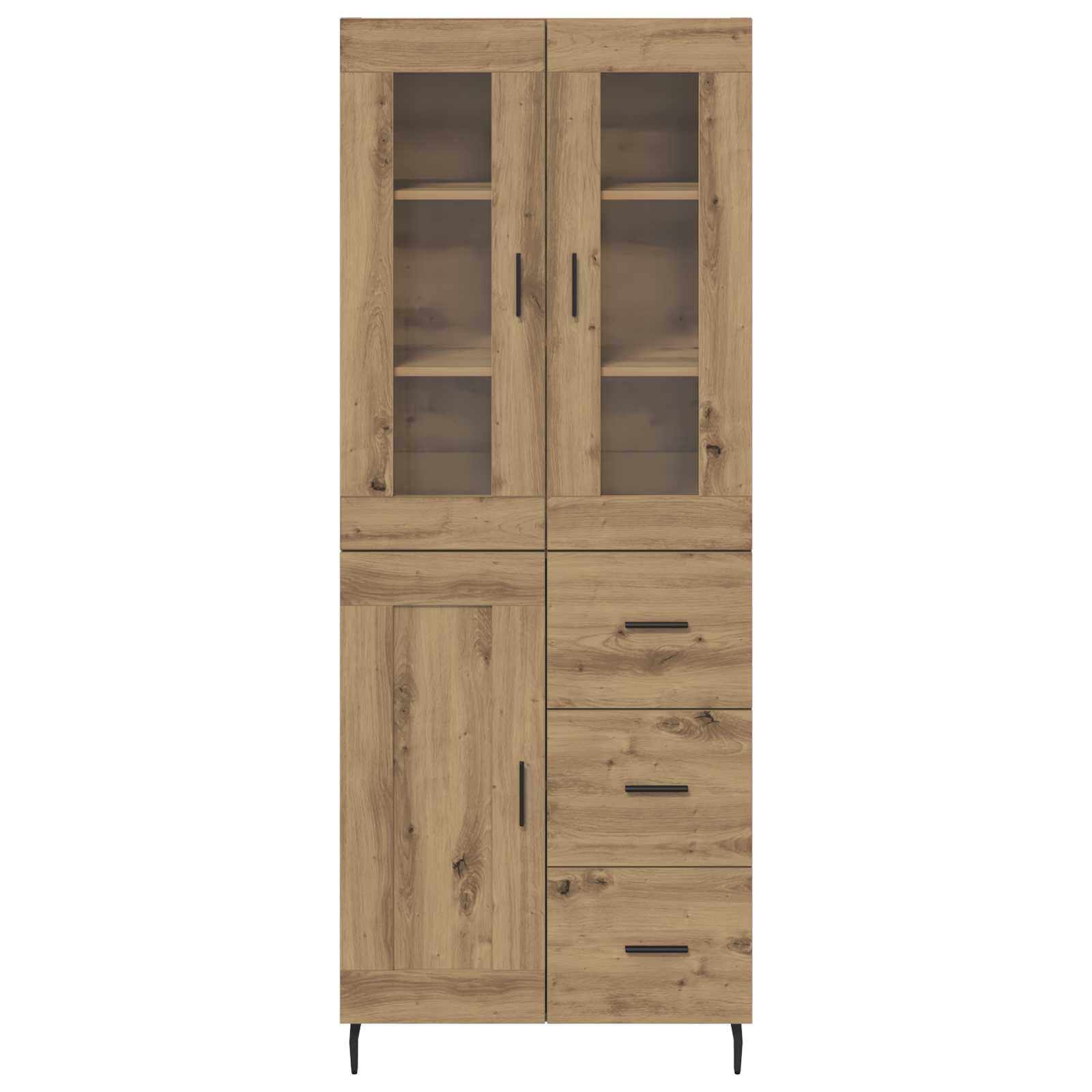 Hoge kast met lade 2 pcs Artisan Eiken Bewerkt hout is nu te koop bij PeponiXL, paradijselijk wonen!