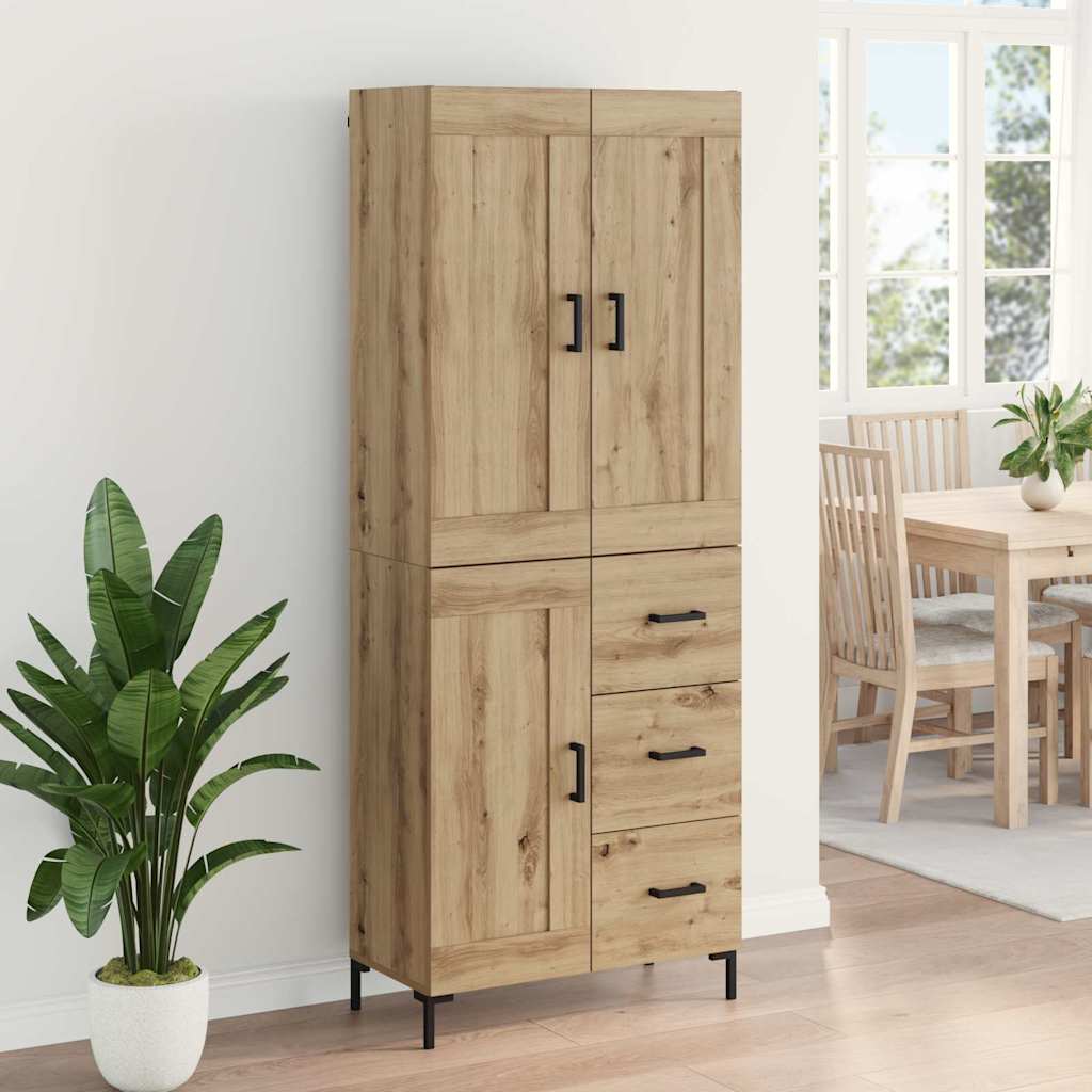 Hoge kast met lade 2 pcs Artisan Eiken Bewerkt hout is nu te koop bij PeponiXL, paradijselijk wonen!