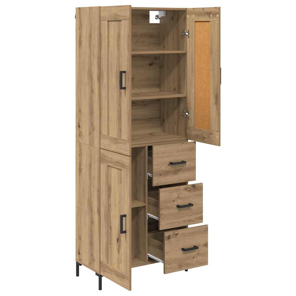 Hoge kast met lade 2 pcs Artisan Eiken Bewerkt hout is nu te koop bij PeponiXL, paradijselijk wonen!