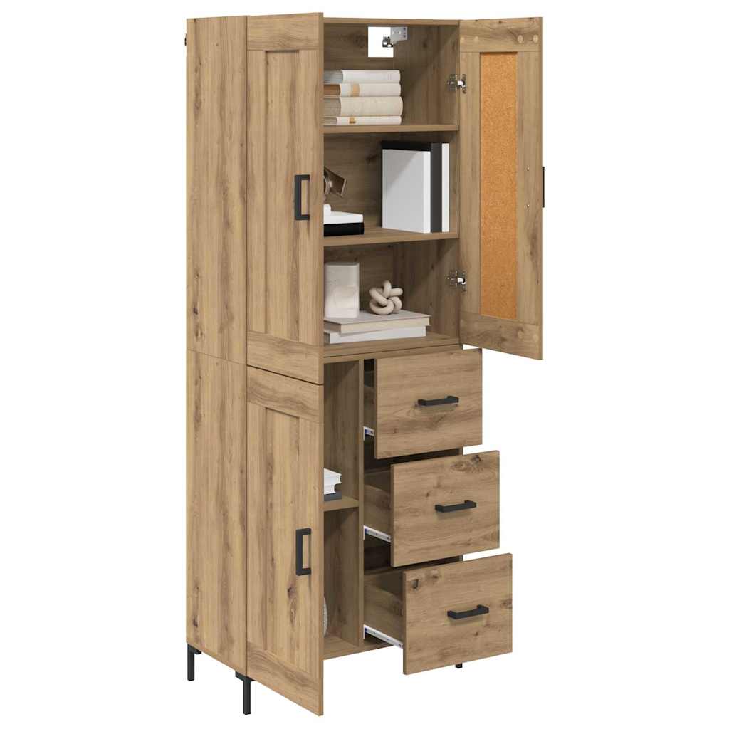 Hoge kast met lade 2 pcs Artisan Eiken Bewerkt hout is nu te koop bij PeponiXL, paradijselijk wonen!