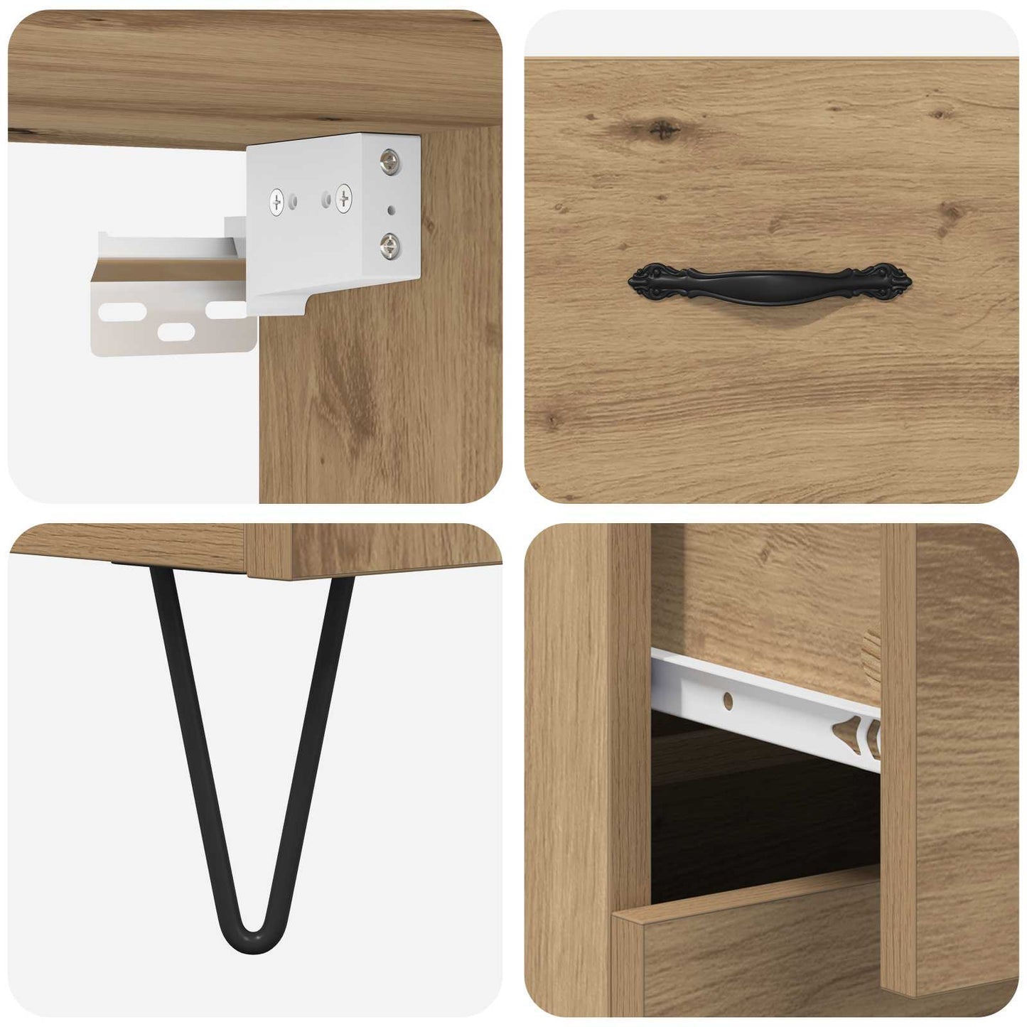Hoge kast met lade 2 pcs Artisan Eiken Bewerkt hout is nu te koop bij PeponiXL, paradijselijk wonen!