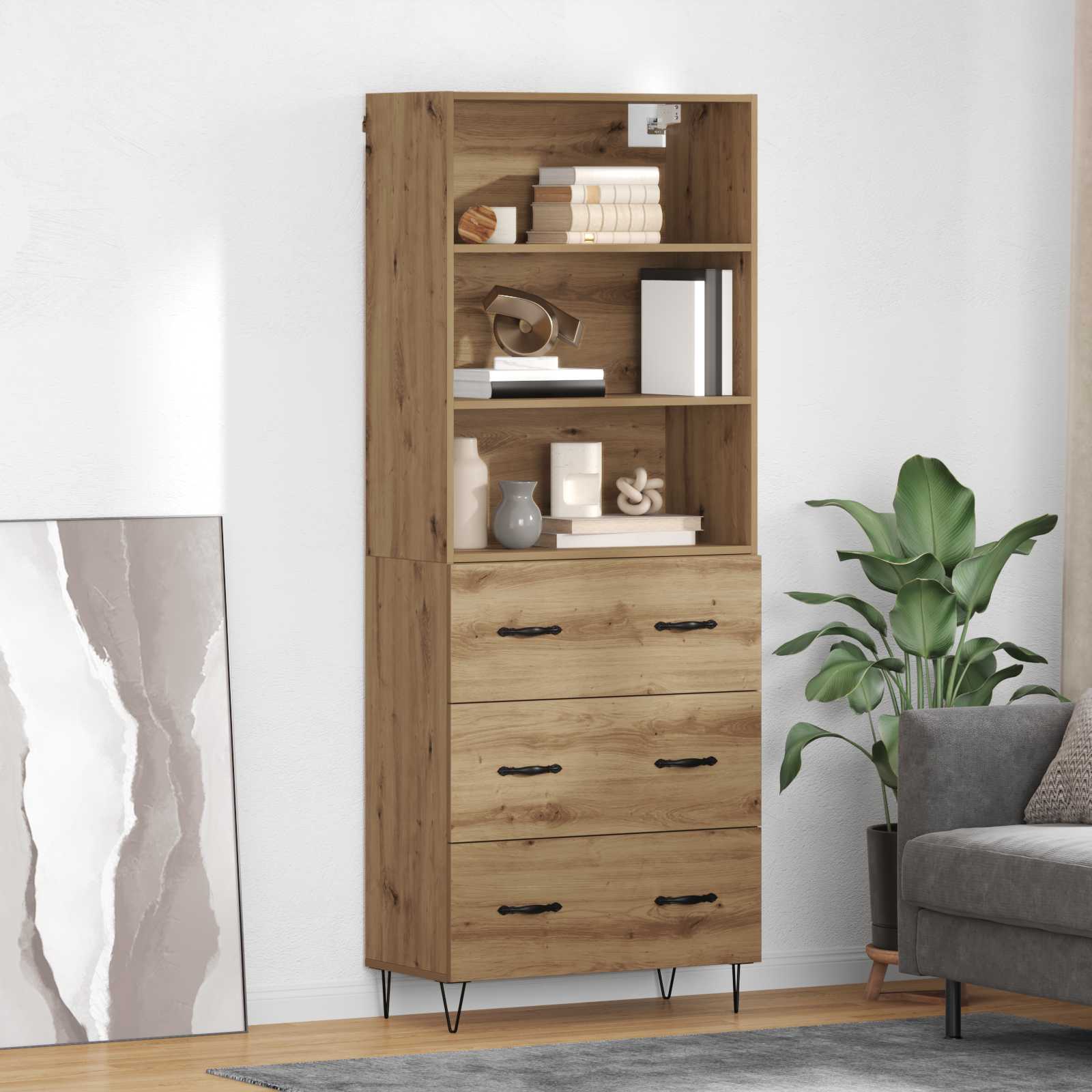 Hoge kast met lade 2 pcs Artisan Eiken Bewerkt hout is nu te koop bij PeponiXL, paradijselijk wonen!
