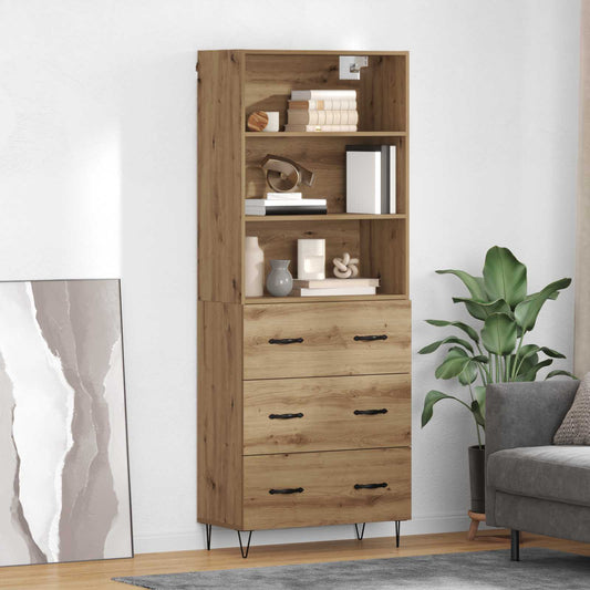 Hoge kast met lade 2 pcs Artisan Eiken Bewerkt hout is nu te koop bij PeponiXL, paradijselijk wonen!
