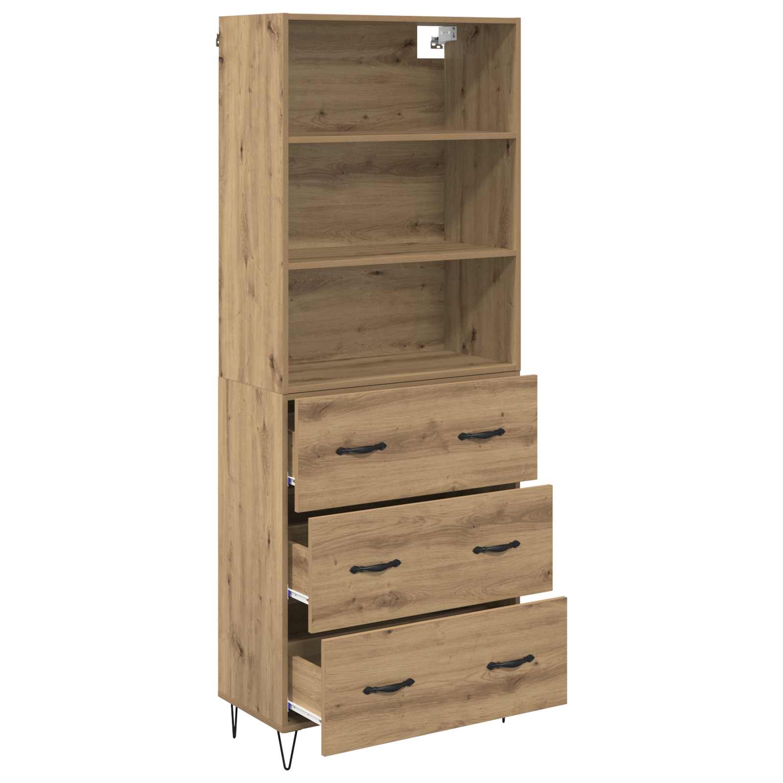 Hoge kast met lade 2 pcs Artisan Eiken Bewerkt hout is nu te koop bij PeponiXL, paradijselijk wonen!