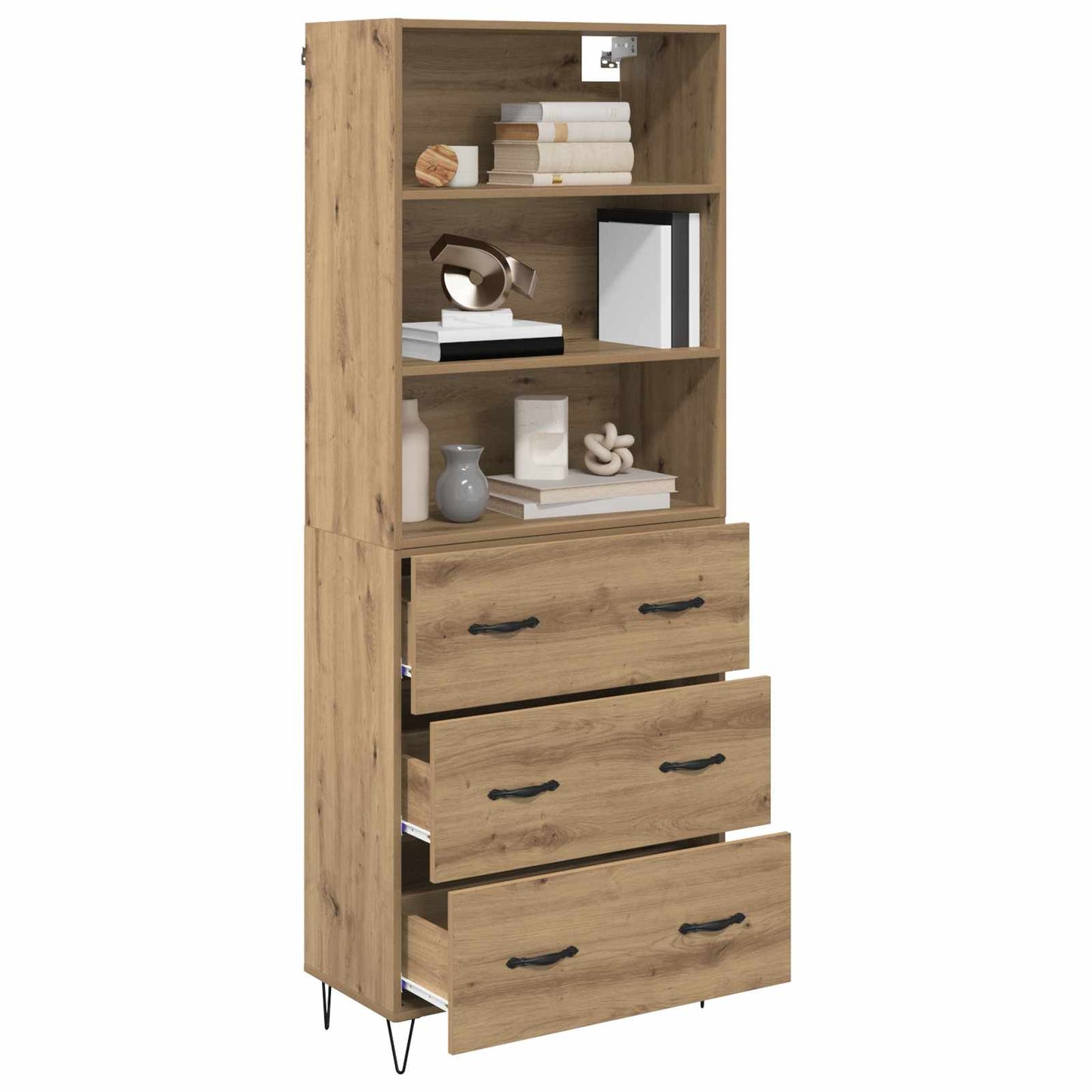 Hoge kast met lade 2 pcs Artisan Eiken Bewerkt hout is nu te koop bij PeponiXL, paradijselijk wonen!