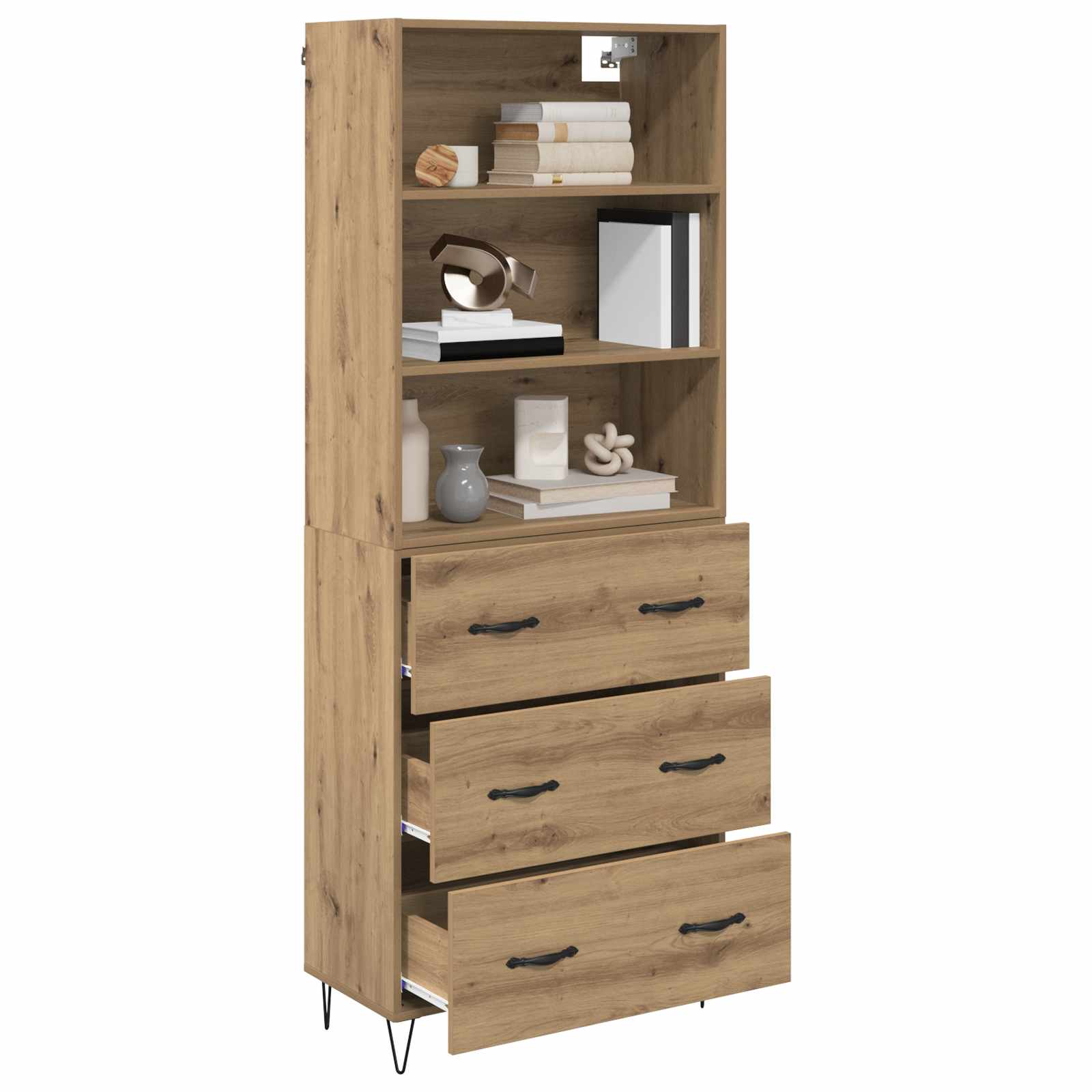 Hoge kast met lade 2 pcs Artisan Eiken Bewerkt hout is nu te koop bij PeponiXL, paradijselijk wonen!