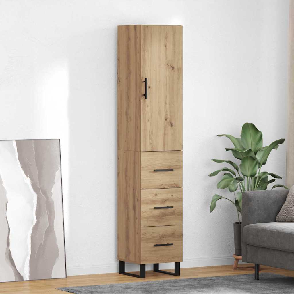 Highboard Artisan Eiken 34,5 x 34 x 180 cm Bewerkt hout is nu te koop bij PeponiXL, paradijselijk wonen!