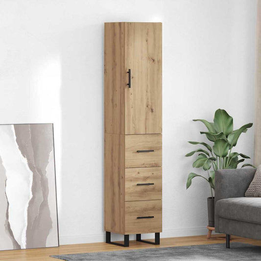 Highboard Artisan Eiken 34,5 x 34 x 180 cm Bewerkt hout is nu te koop bij PeponiXL, paradijselijk wonen!