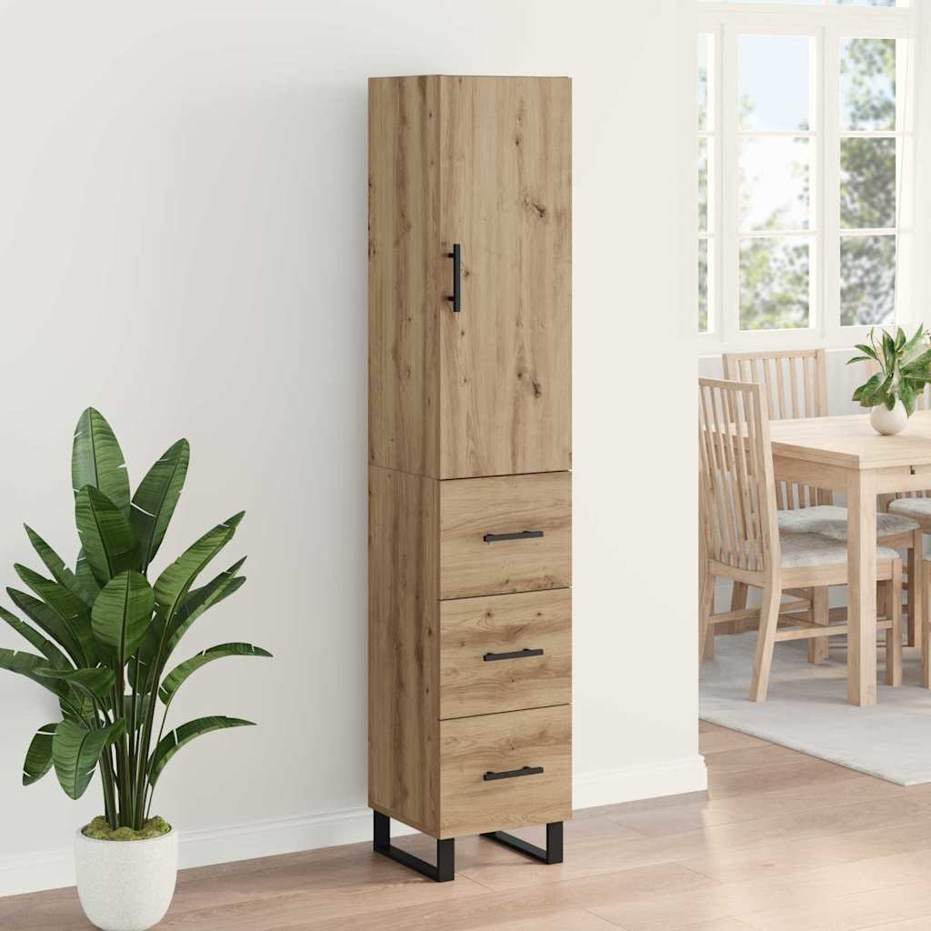 Highboard Artisan Eiken 34,5 x 34 x 180 cm Bewerkt hout is nu te koop bij PeponiXL, paradijselijk wonen!