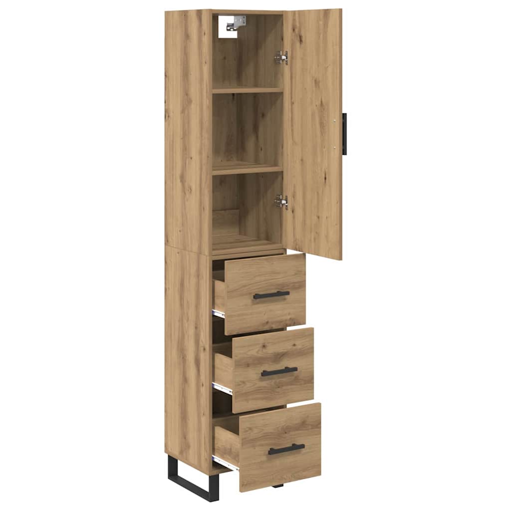 Highboard Artisan Eiken 34,5 x 34 x 180 cm Bewerkt hout is nu te koop bij PeponiXL, paradijselijk wonen!