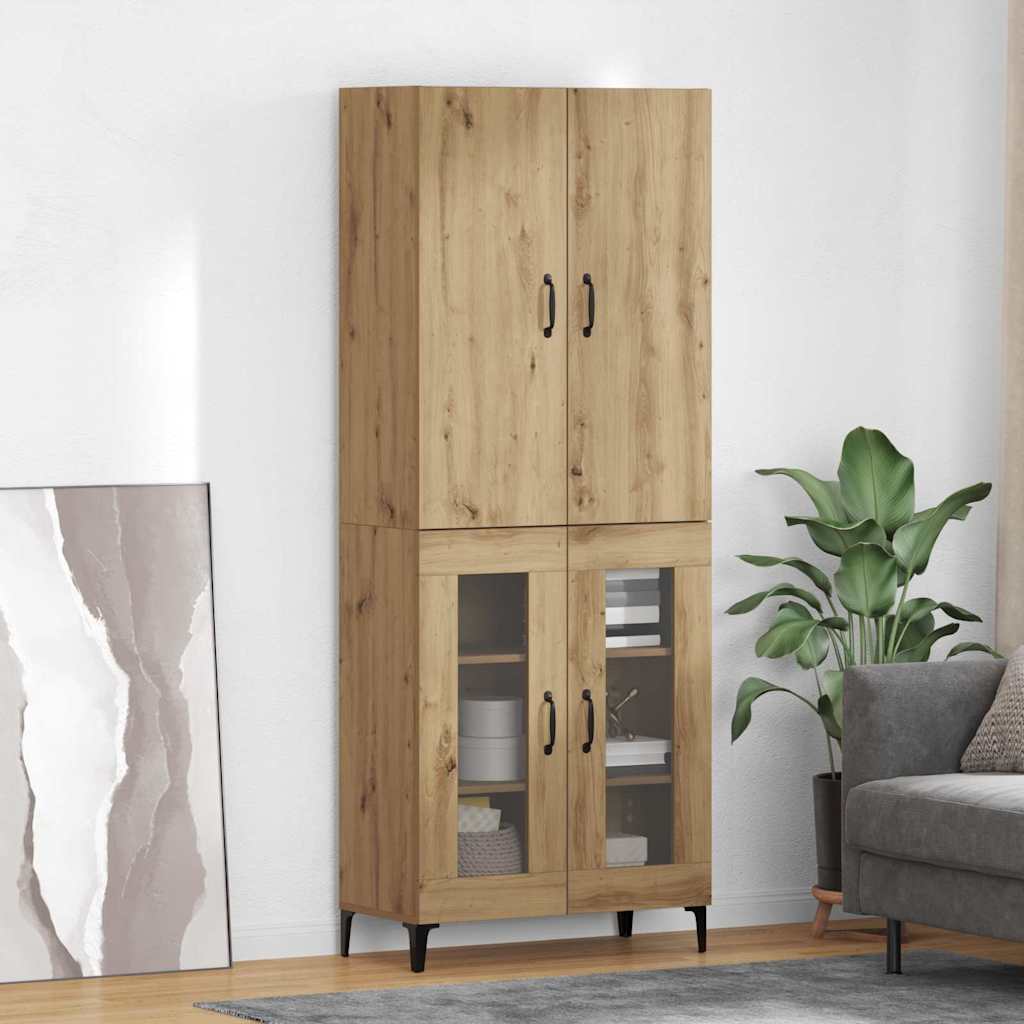 Highboard Artisan Eiken 69,5 x 34 x 180 cm Bewerkt hout is nu te koop bij PeponiXL, paradijselijk wonen!