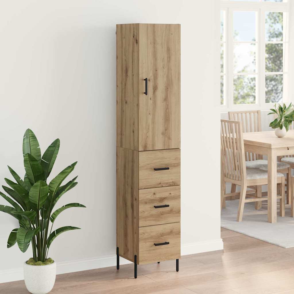 Highboard Artisan Eiken 34,5 x 34 x 180 cm Bewerkt hout is nu te koop bij PeponiXL, paradijselijk wonen!