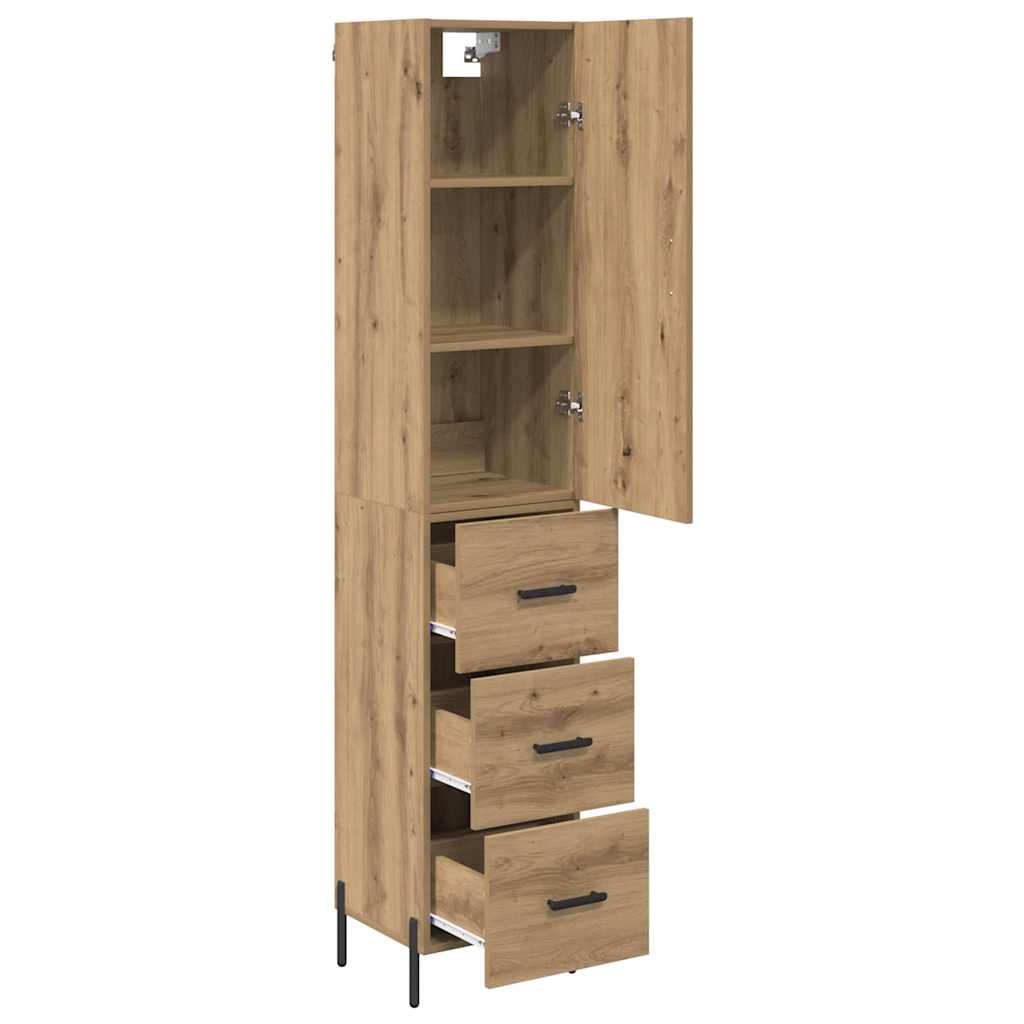 Highboard Artisan Eiken 34,5 x 34 x 180 cm Bewerkt hout is nu te koop bij PeponiXL, paradijselijk wonen!