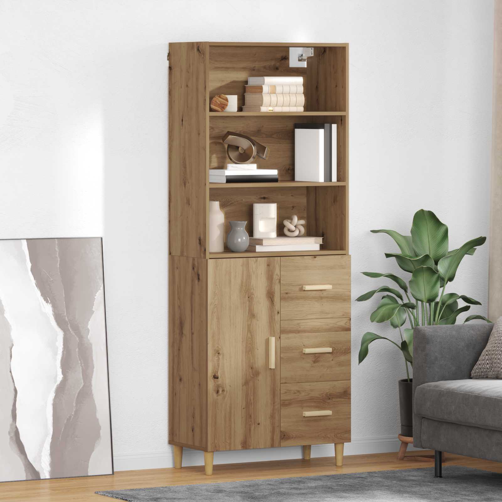 Hoge kast Artisan Eiken 69,5 x 32,5 x 180 cm Bewerkt hout is nu te koop bij PeponiXL, paradijselijk wonen!
