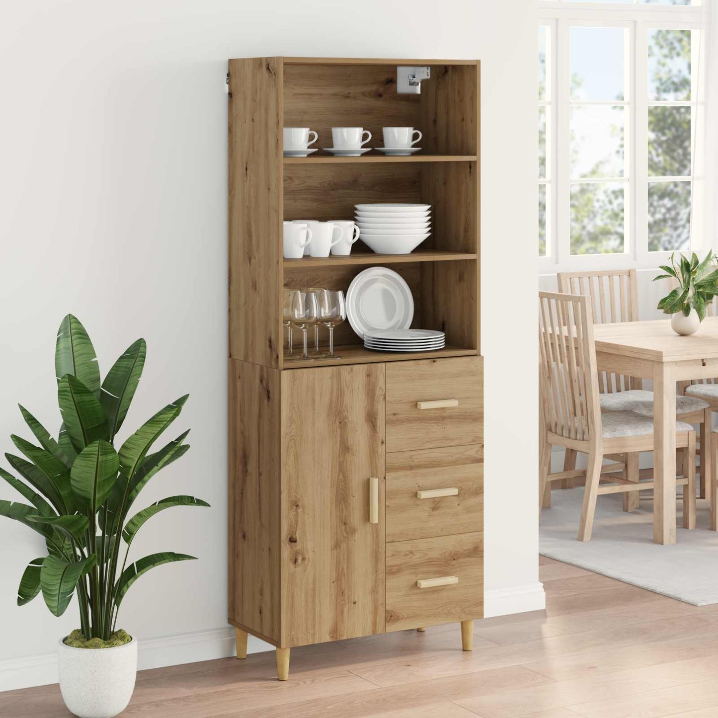 Hoge kast Artisan Eiken 69,5 x 32,5 x 180 cm Bewerkt hout is nu te koop bij PeponiXL, paradijselijk wonen!