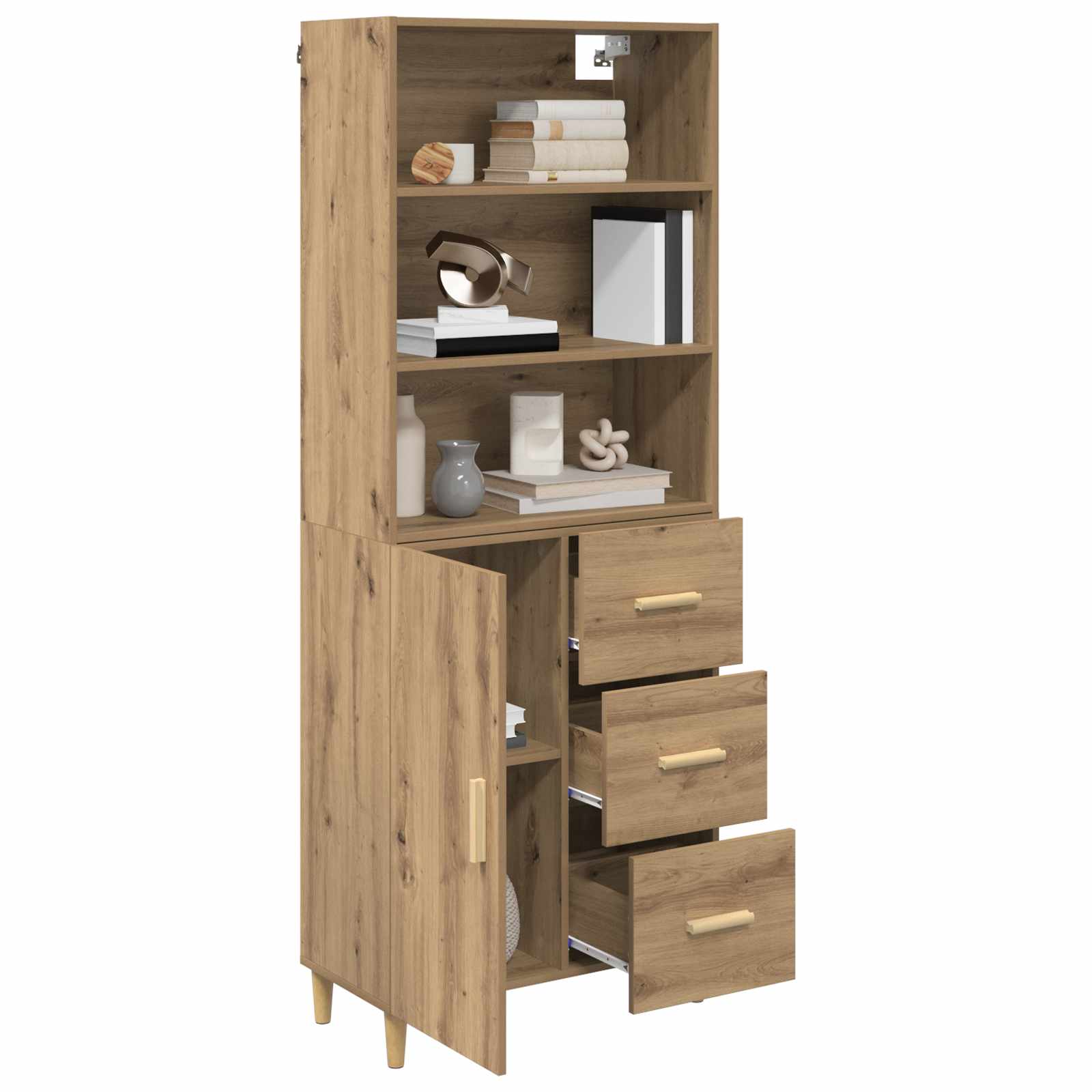 Hoge kast Artisan Eiken 69,5 x 32,5 x 180 cm Bewerkt hout is nu te koop bij PeponiXL, paradijselijk wonen!