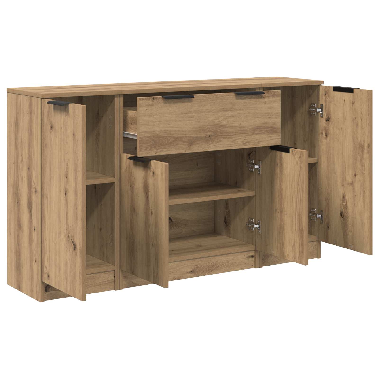 Dressoir met lade 3 pcs Artisan Eiken Bewerkt hout is nu te koop bij PeponiXL, paradijselijk wonen!