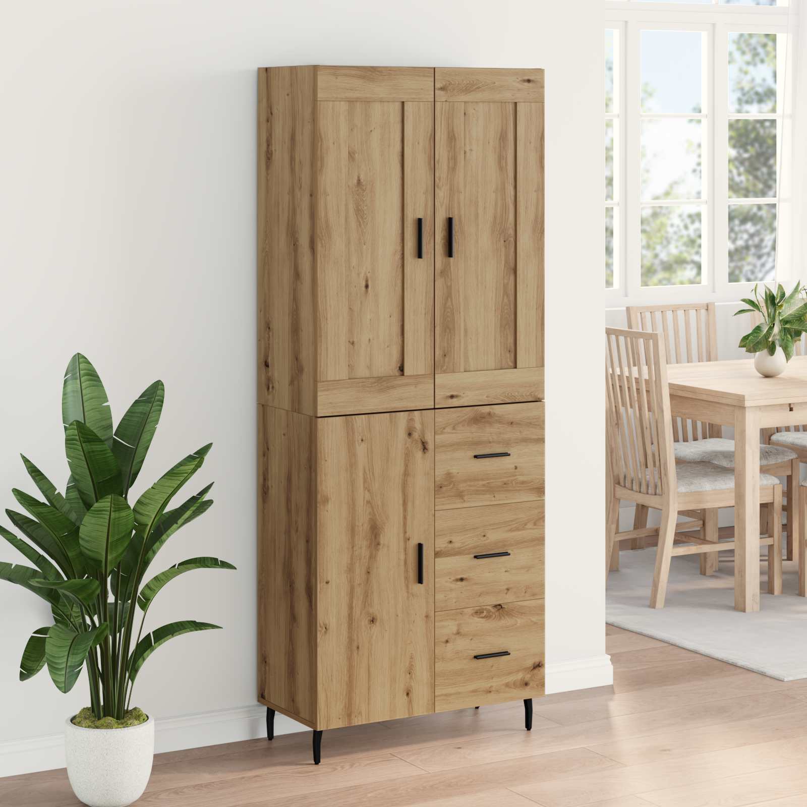 Hoge kast met lade 2 pcs Artisan Eiken Bewerkt hout is nu te koop bij PeponiXL, paradijselijk wonen!