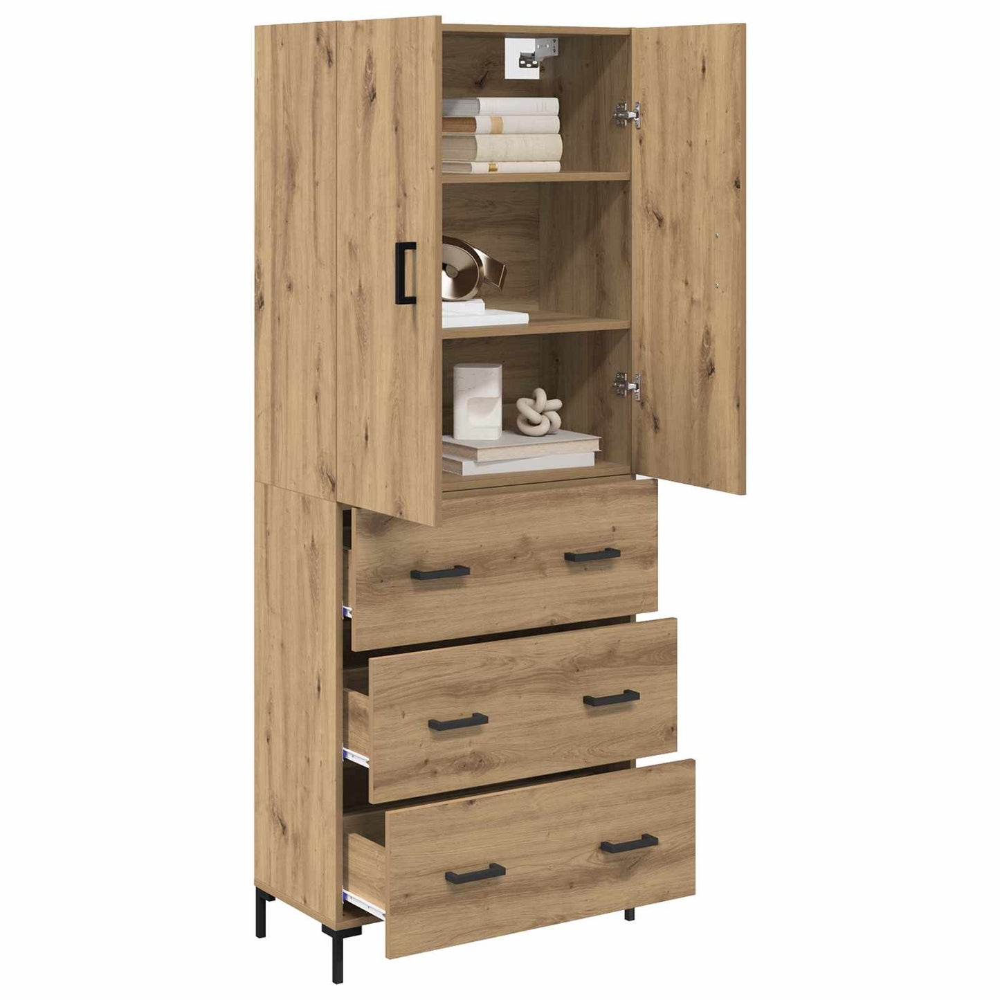 Highboard Artisan Eiken 69,5 x 34 x 180 cm Bewerkt hout is nu te koop bij PeponiXL, paradijselijk wonen!