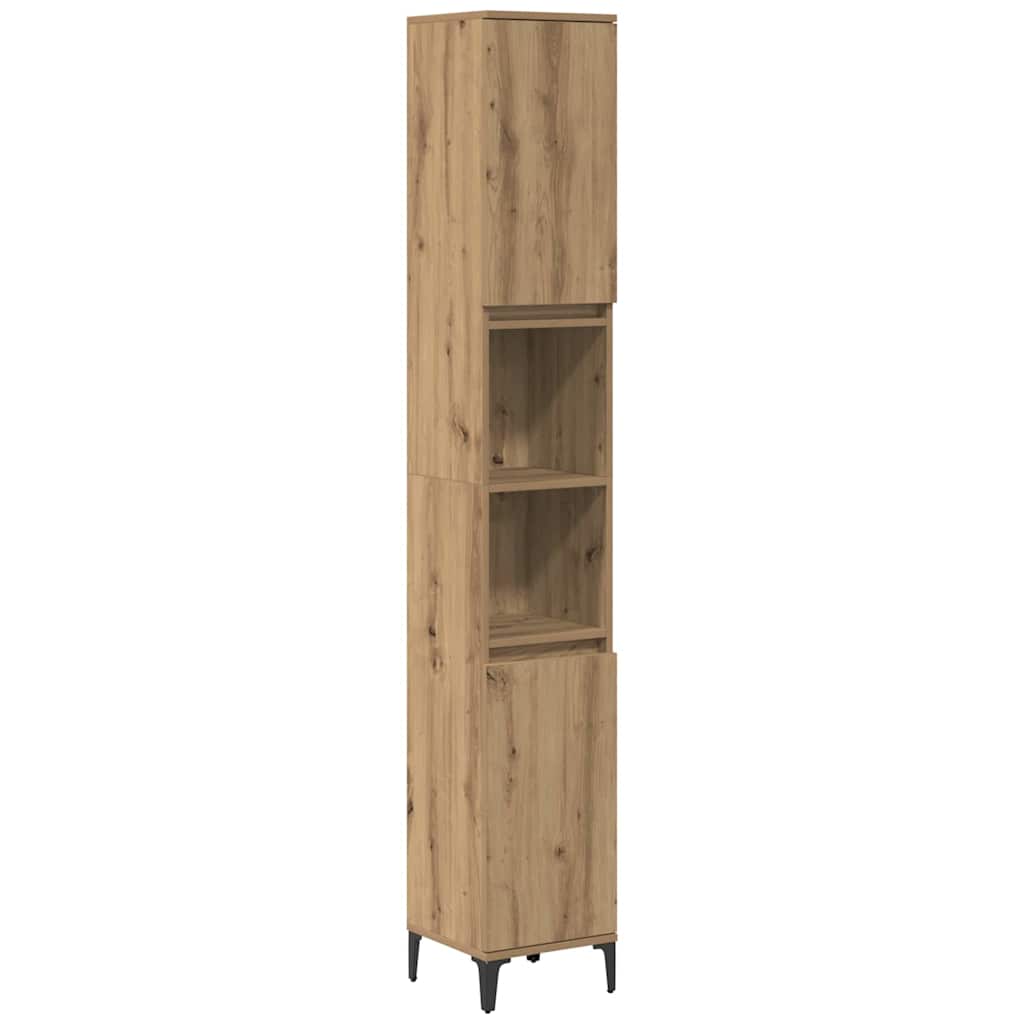 Badkamermeubelset met plank 3 pcs Artisan Eiken Bewerkt hout is nu te koop bij PeponiXL, paradijselijk wonen!
