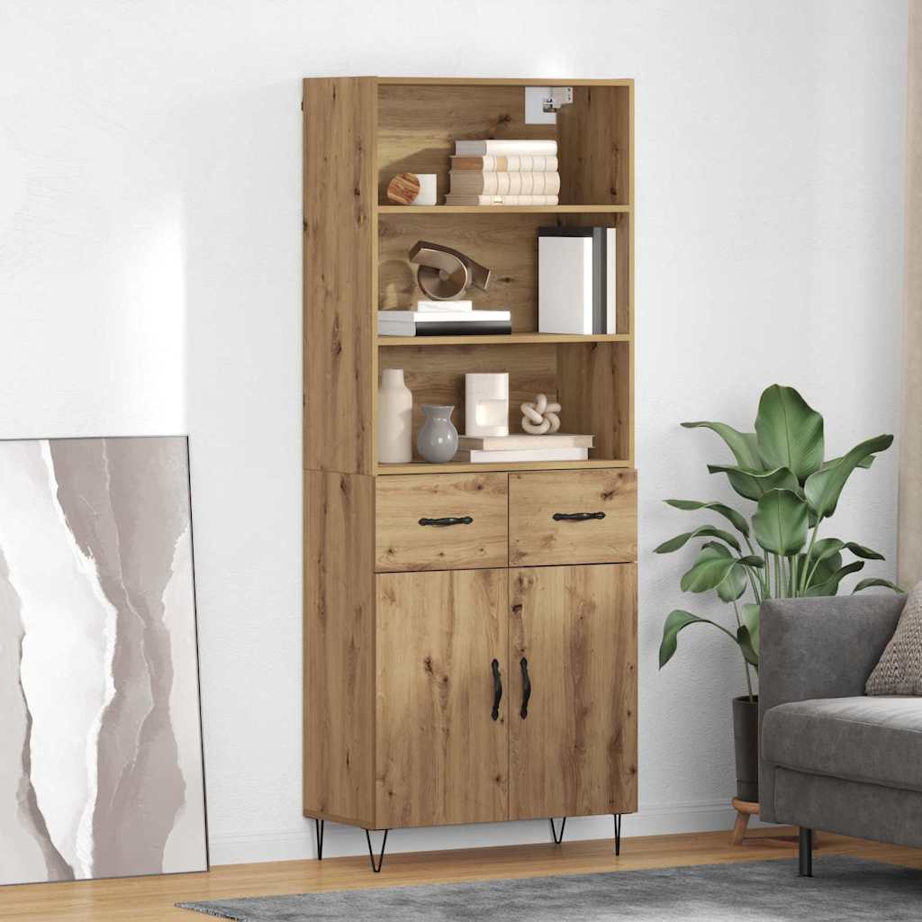 Hoge kast met lade 2 pcs Artisan Eiken Bewerkt hout is nu te koop bij PeponiXL, paradijselijk wonen!
