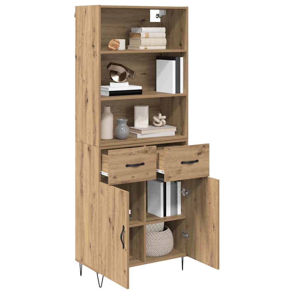 Hoge kast met lade 2 pcs Artisan Eiken Bewerkt hout is nu te koop bij PeponiXL, paradijselijk wonen!