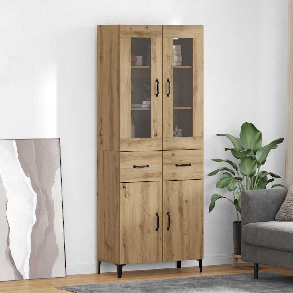 Highboard Artisan Eiken 69,5 x 34 x 180 cm Bewerkt hout is nu te koop bij PeponiXL, paradijselijk wonen!