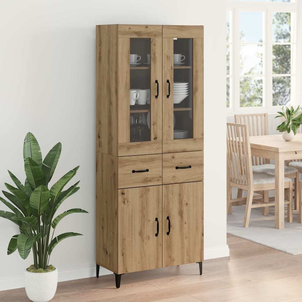 Highboard Artisan Eiken 69,5 x 34 x 180 cm Bewerkt hout is nu te koop bij PeponiXL, paradijselijk wonen!