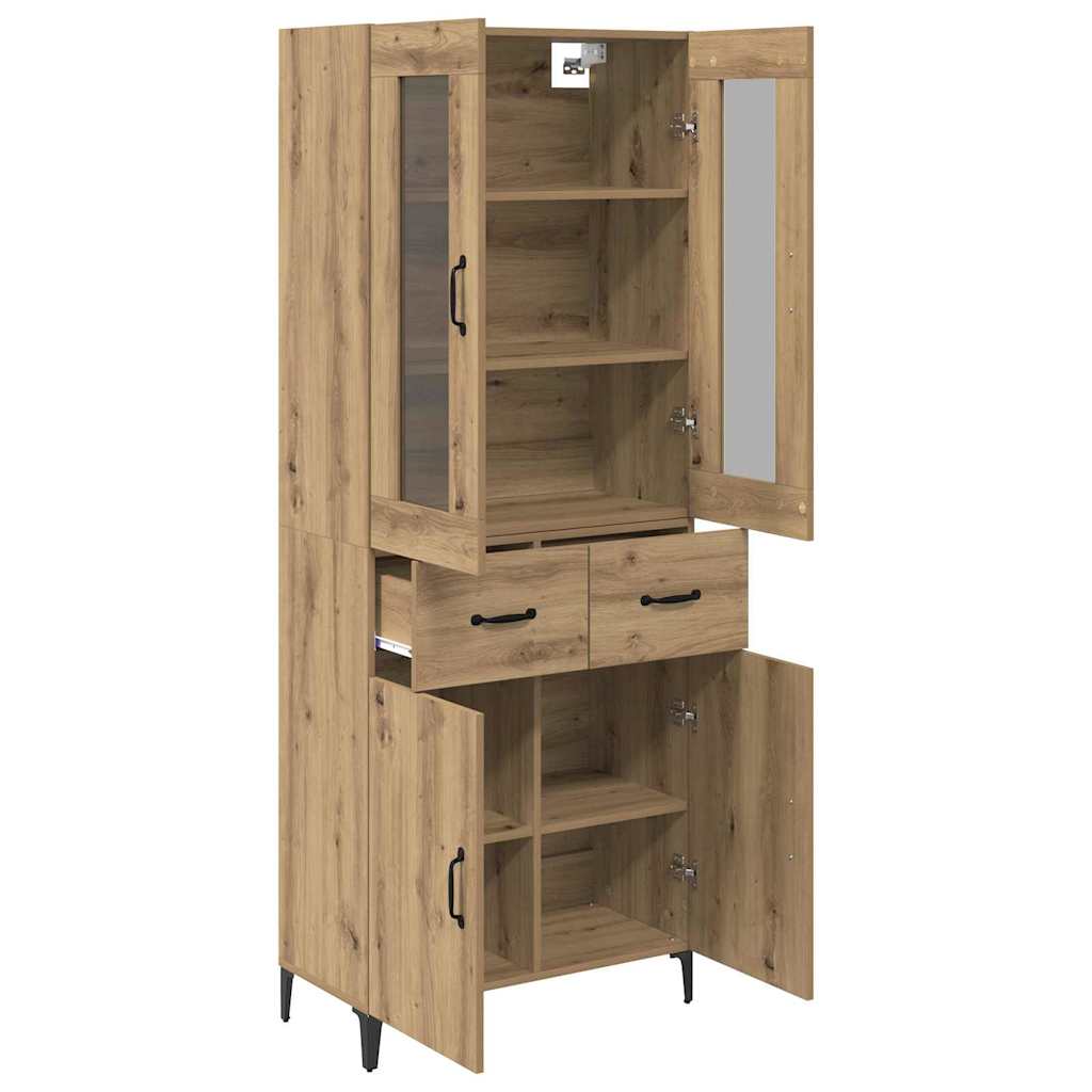Highboard Artisan Eiken 69,5 x 34 x 180 cm Bewerkt hout is nu te koop bij PeponiXL, paradijselijk wonen!