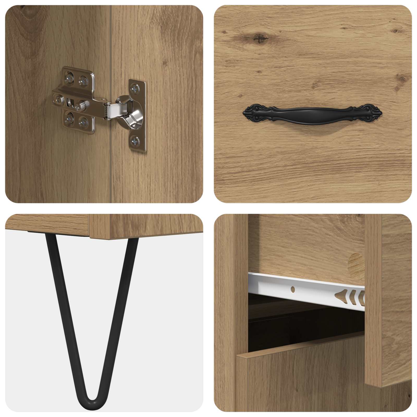 Hoge kast met lade 2 pcs Artisan Eiken Geëngineerd hout en glas is nu te koop bij PeponiXL, paradijselijk wonen!