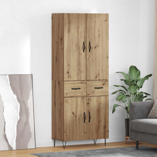 Hoge kast met lade 2 pcs Artisan Eiken Geëngineerd hout en glas is nu te koop bij PeponiXL, paradijselijk wonen!