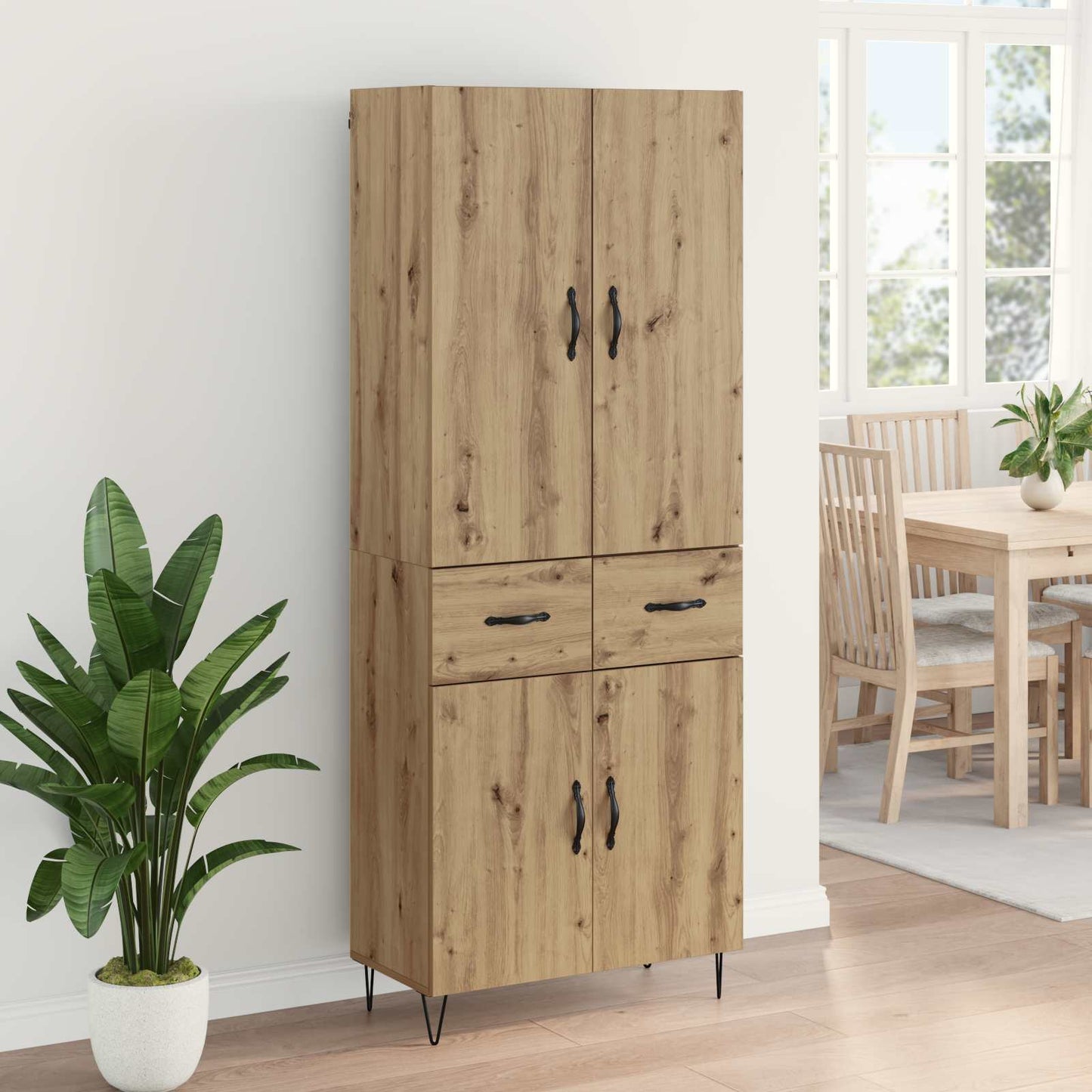 Hoge kast met lade 2 pcs Artisan Eiken Geëngineerd hout en glas is nu te koop bij PeponiXL, paradijselijk wonen!