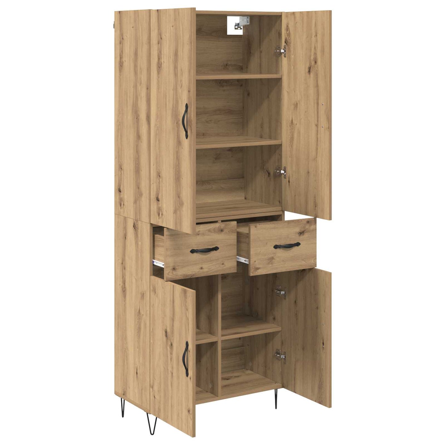 Hoge kast met lade 2 pcs Artisan Eiken Geëngineerd hout en glas is nu te koop bij PeponiXL, paradijselijk wonen!