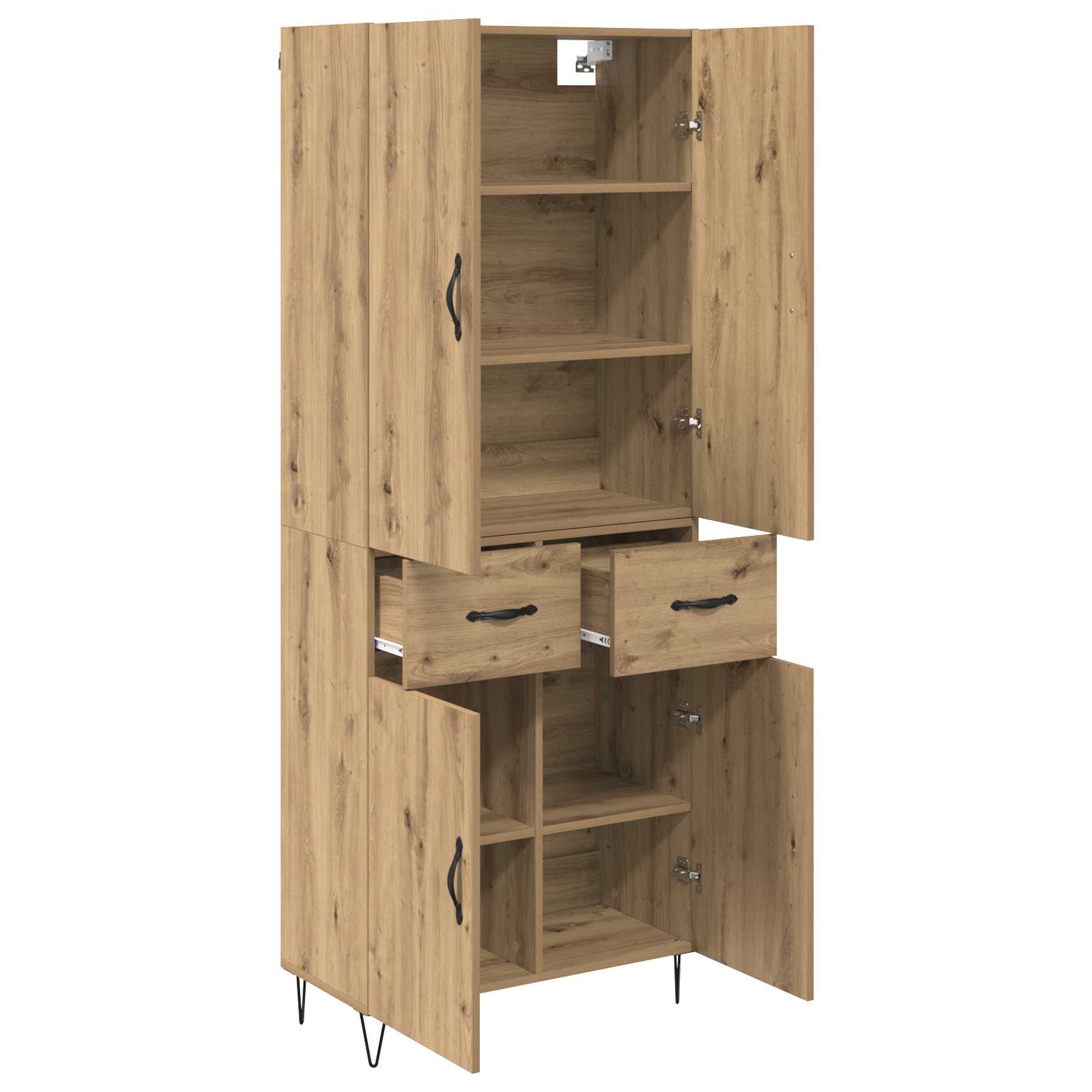 Hoge kast met lade 2 pcs Artisan Eiken Geëngineerd hout en glas is nu te koop bij PeponiXL, paradijselijk wonen!