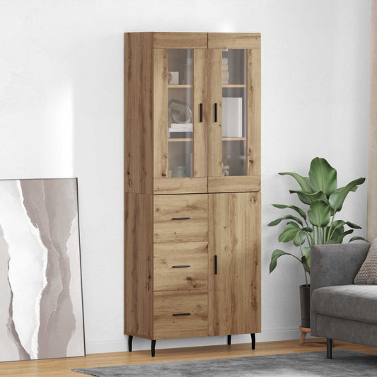 Hoge kast met lade 2 pcs Artisan Eiken Bewerkt hout is nu te koop bij PeponiXL, paradijselijk wonen!