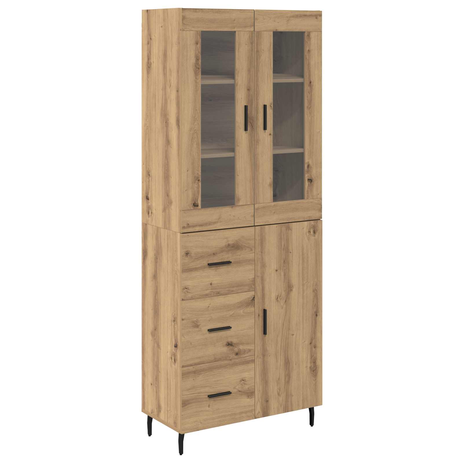 Hoge kast met lade 2 pcs Artisan Eiken Bewerkt hout is nu te koop bij PeponiXL, paradijselijk wonen!