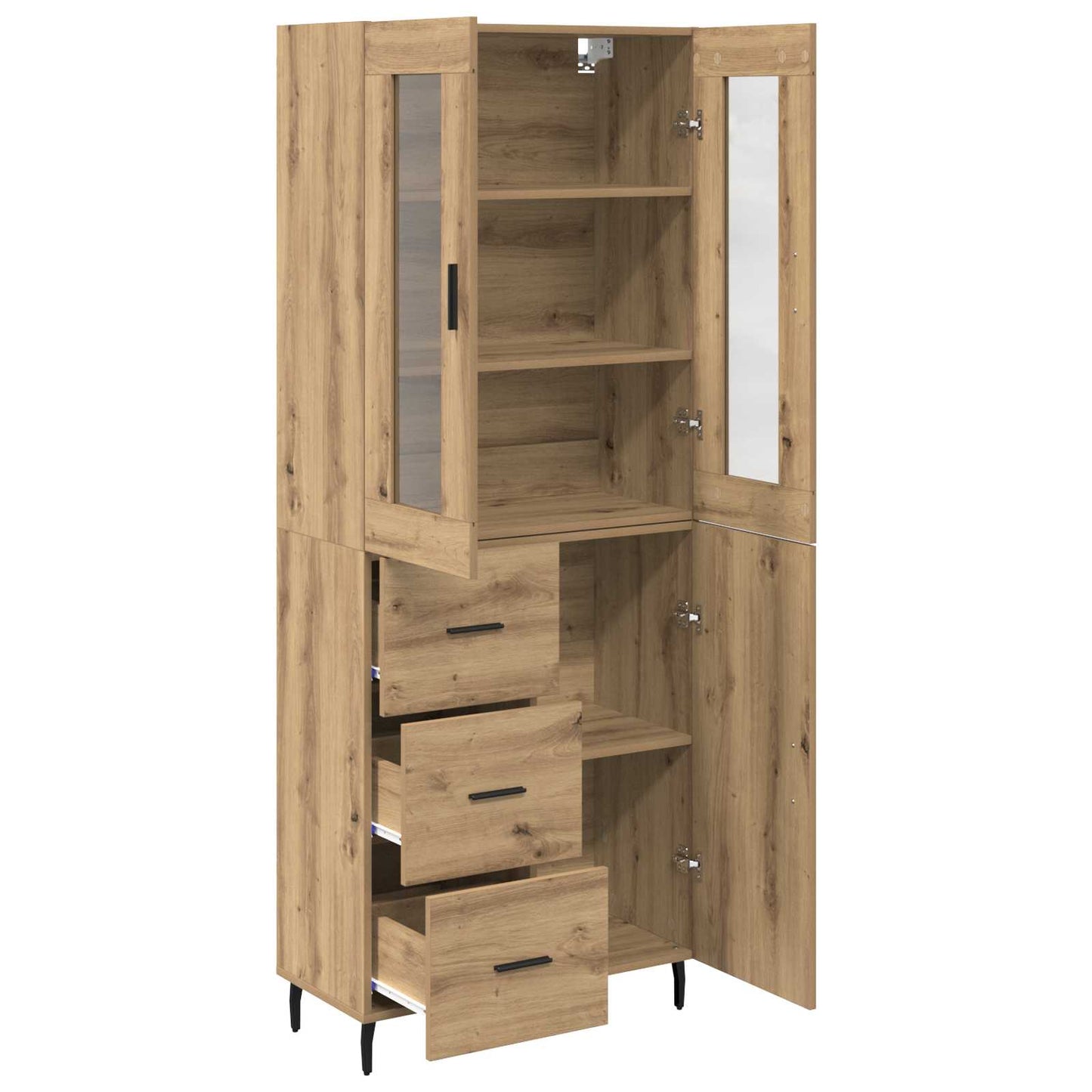 Hoge kast met lade 2 pcs Artisan Eiken Bewerkt hout is nu te koop bij PeponiXL, paradijselijk wonen!