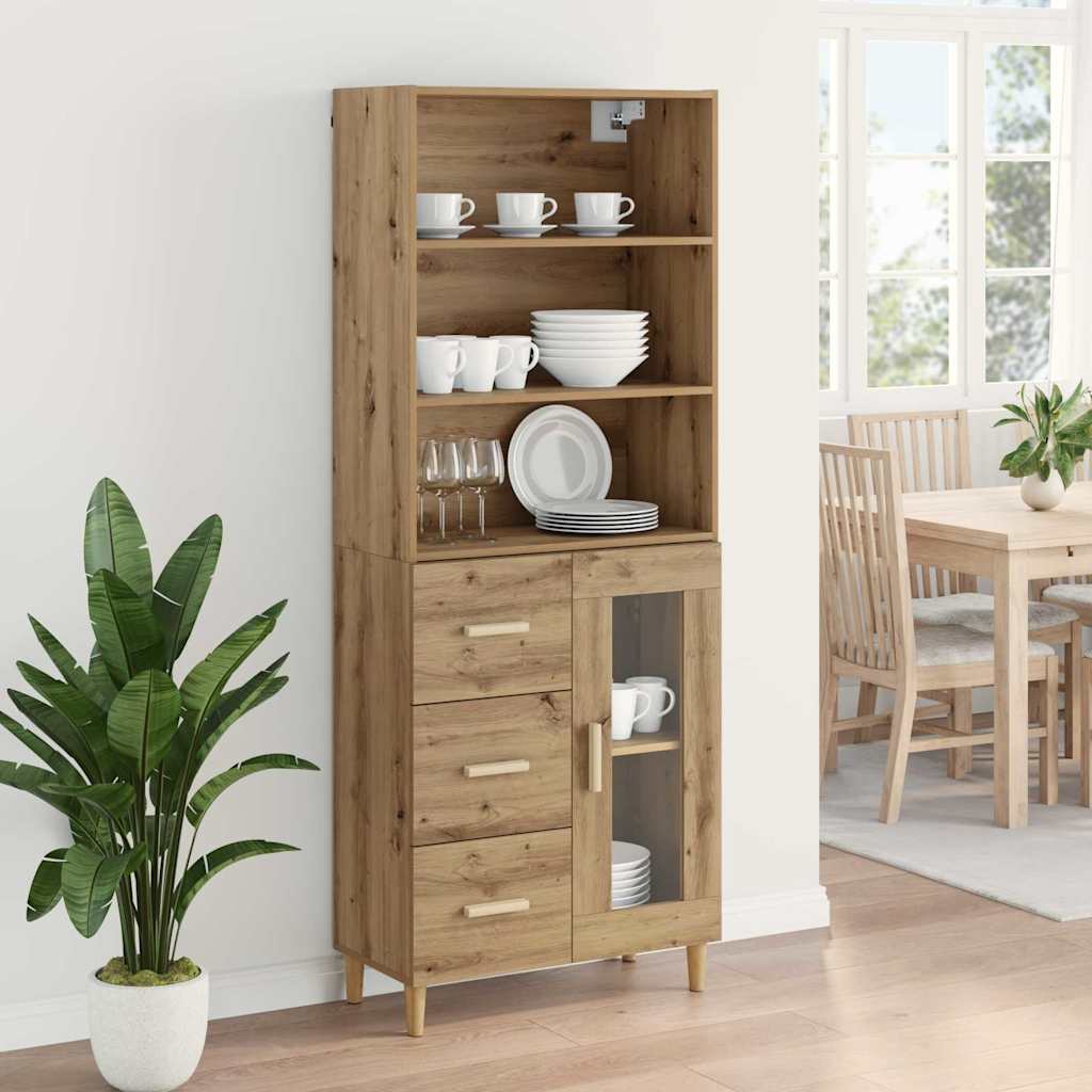 Hoge kast Artisan Eiken 69,5 x 34 x 180 cm Bewerkt hout is nu te koop bij PeponiXL, paradijselijk wonen!