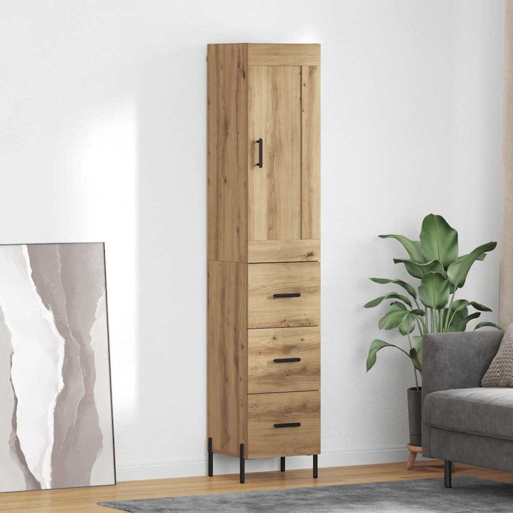 Highboard Artisan Eiken 34,5 x 34 x 180 cm Bewerkt hout is nu te koop bij PeponiXL, paradijselijk wonen!