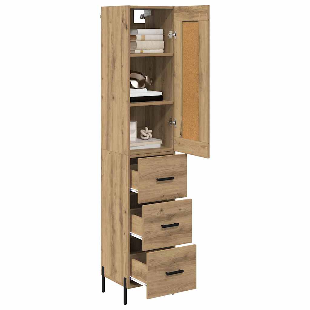 Highboard Artisan Eiken 34,5 x 34 x 180 cm Bewerkt hout is nu te koop bij PeponiXL, paradijselijk wonen!