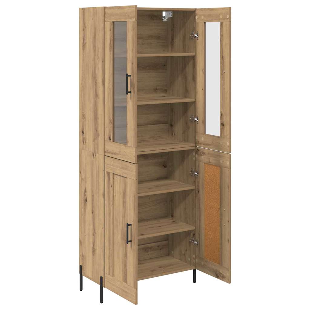 Highboard Artisan Eiken 69,5 x 34 x 180 cm Bewerkt hout is nu te koop bij PeponiXL, paradijselijk wonen!