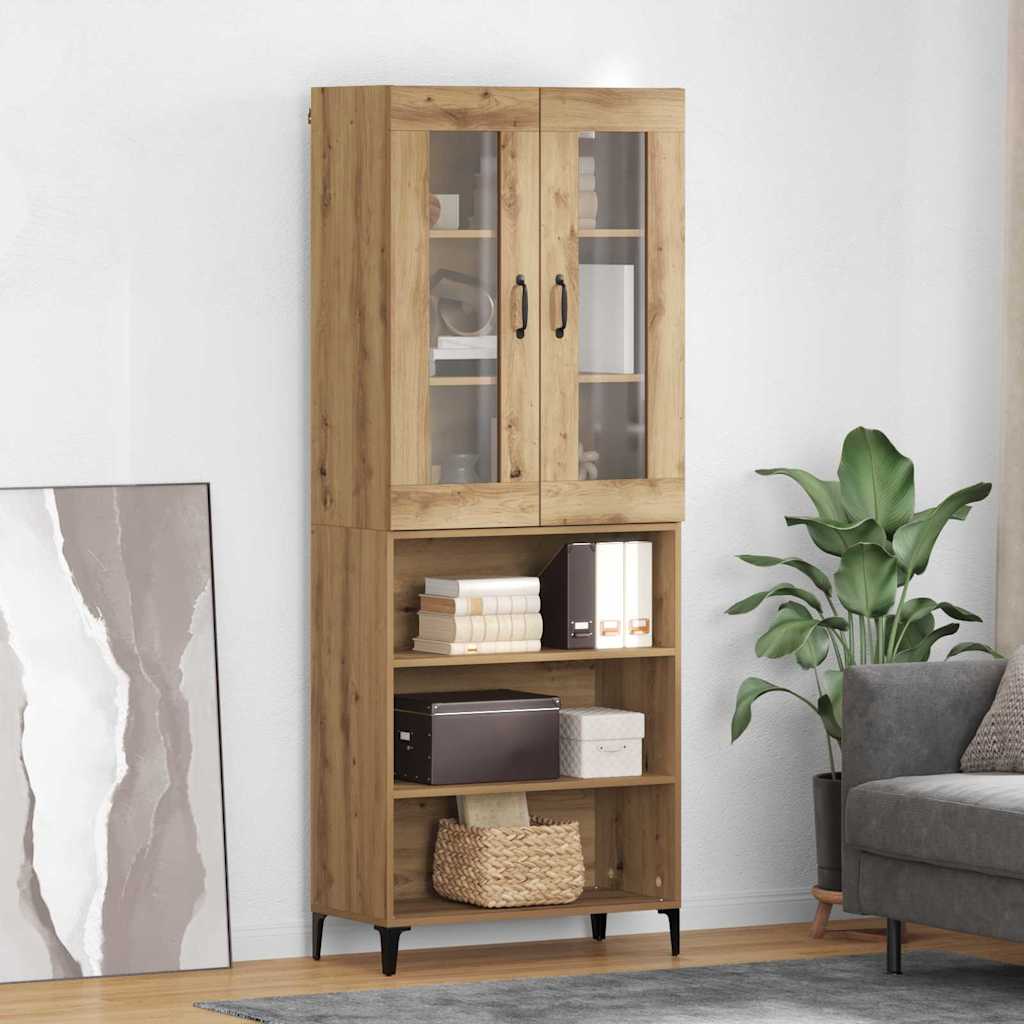 Highboard Artisan Eiken 69,5 x 34 x 180 cm Bewerkt hout is nu te koop bij PeponiXL, paradijselijk wonen!