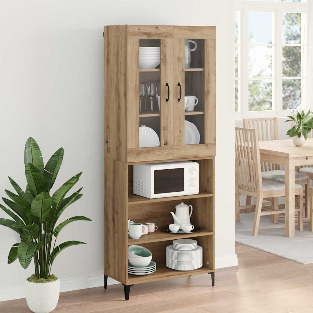 Highboard Artisan Eiken 69,5 x 34 x 180 cm Bewerkt hout is nu te koop bij PeponiXL, paradijselijk wonen!