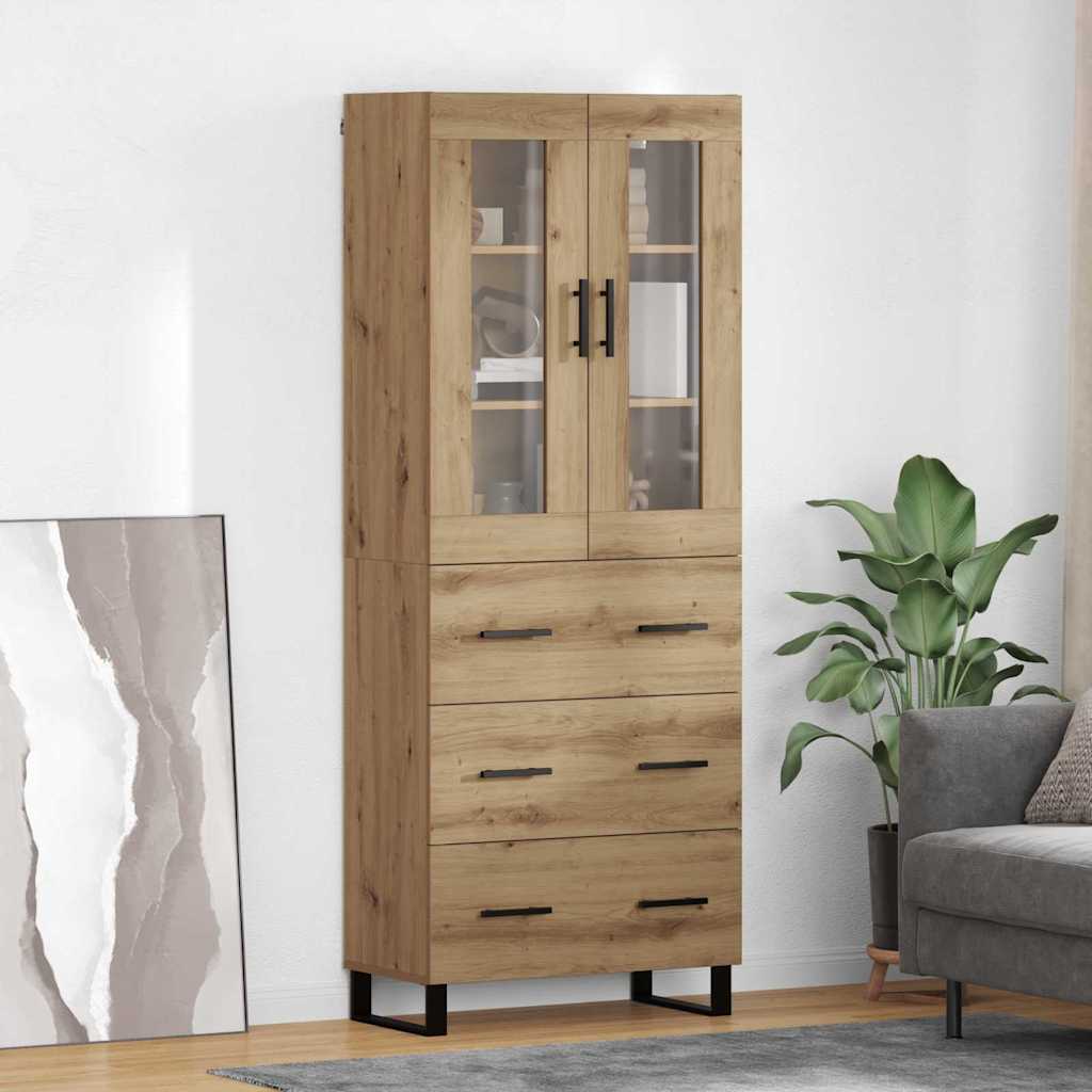 Hoge kast met lade 2 pcs Artisan Eiken Bewerkt hout is nu te koop bij PeponiXL, paradijselijk wonen!