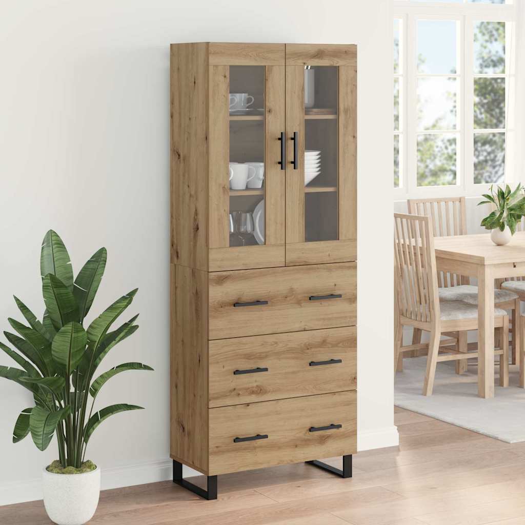 Hoge kast met lade 2 pcs Artisan Eiken Bewerkt hout is nu te koop bij PeponiXL, paradijselijk wonen!