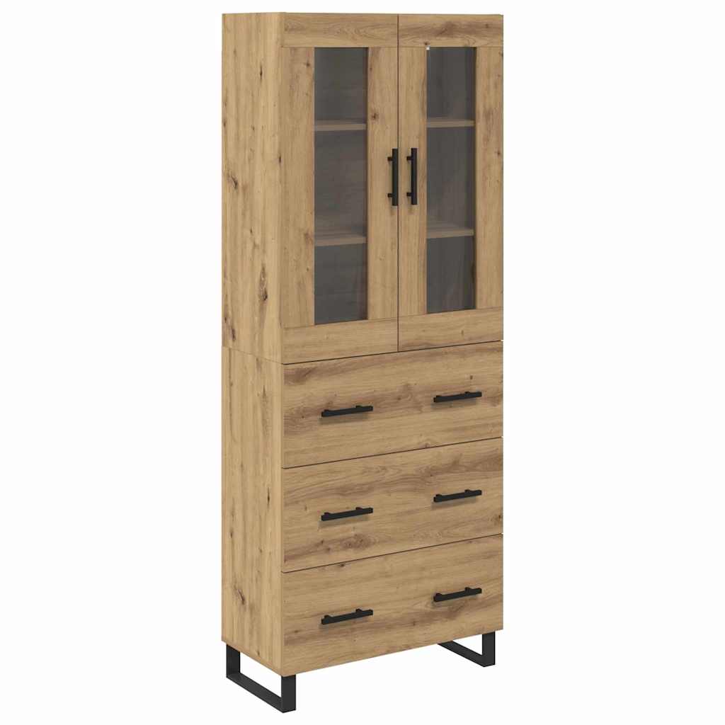Hoge kast met lade 2 pcs Artisan Eiken Bewerkt hout is nu te koop bij PeponiXL, paradijselijk wonen!