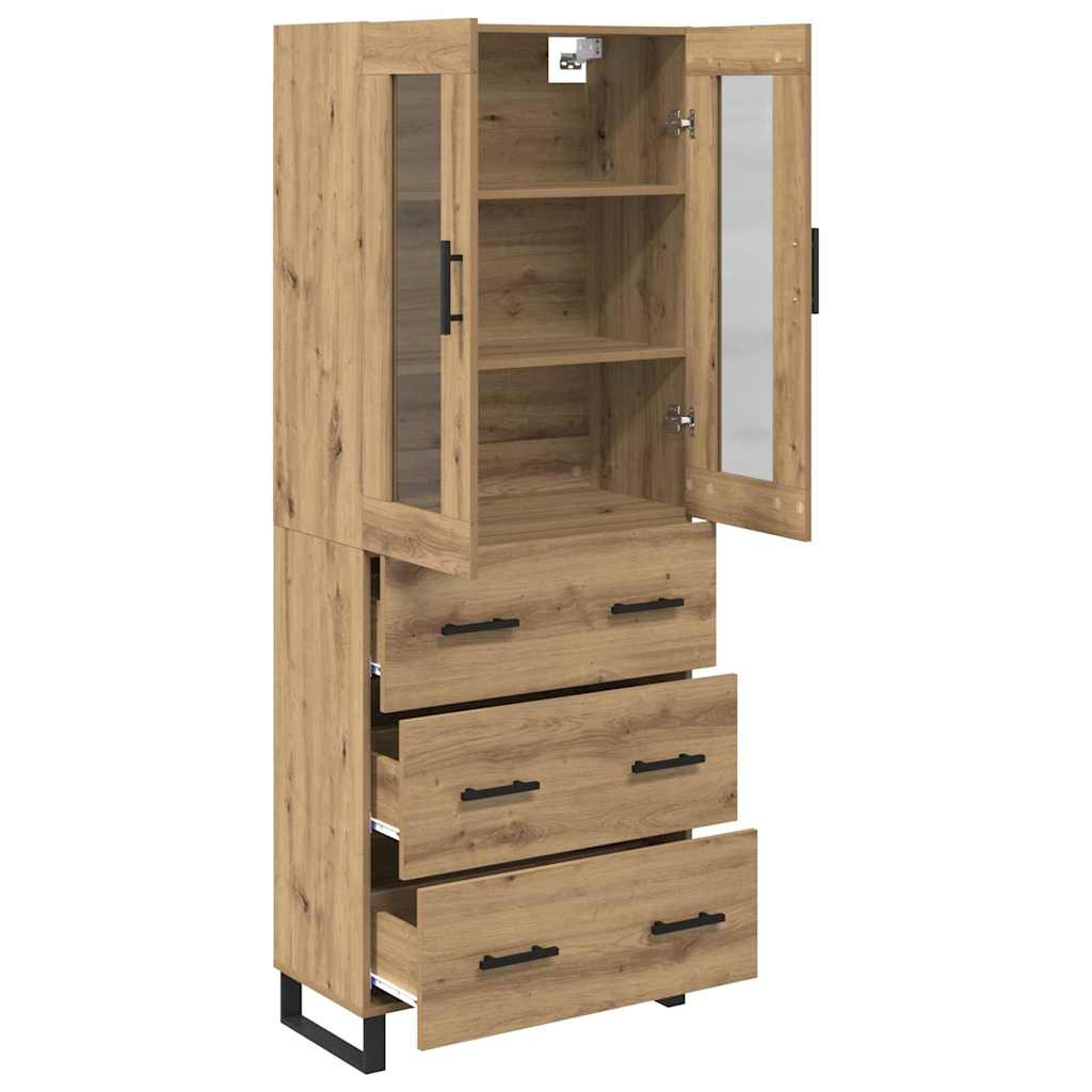 Hoge kast met lade 2 pcs Artisan Eiken Bewerkt hout is nu te koop bij PeponiXL, paradijselijk wonen!