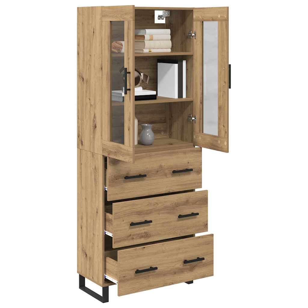 Hoge kast met lade 2 pcs Artisan Eiken Bewerkt hout is nu te koop bij PeponiXL, paradijselijk wonen!