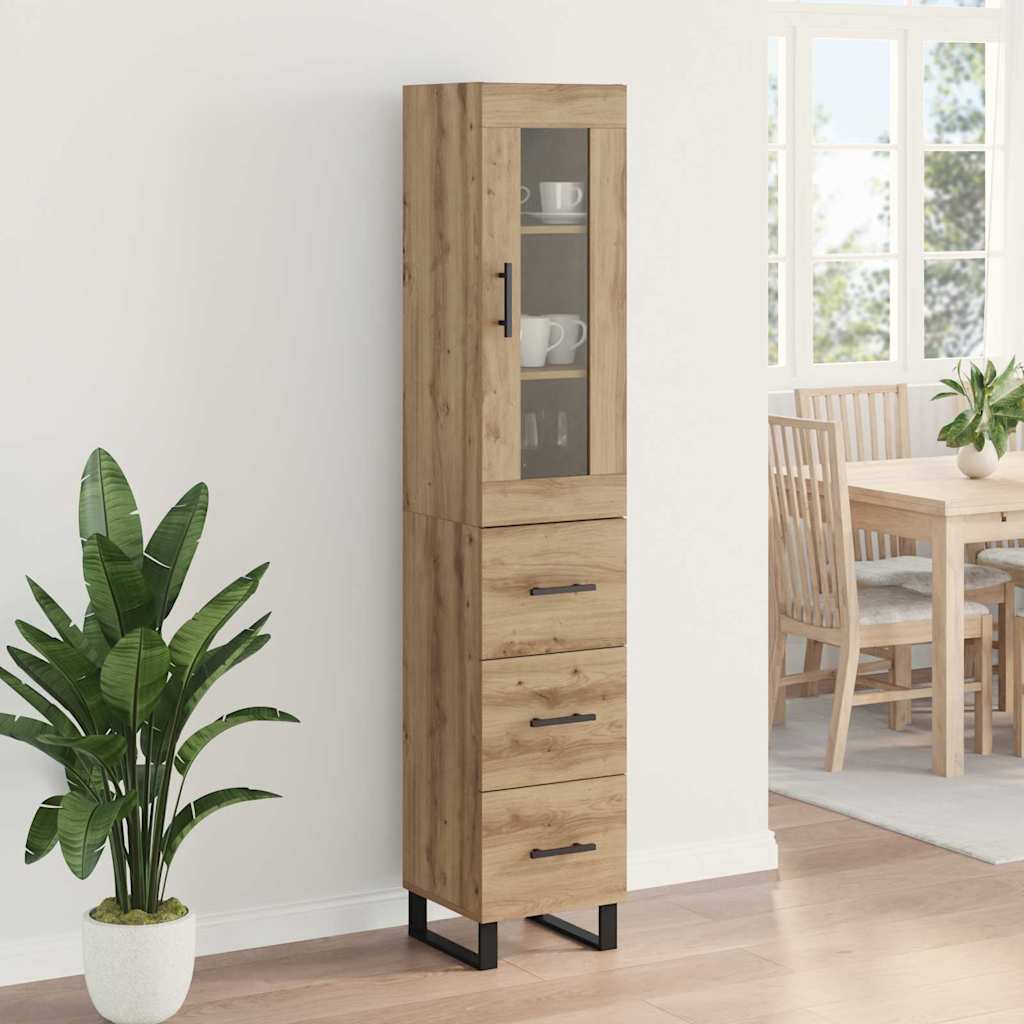Highboard Artisan Eiken 34,5 x 34 x 180 cm Bewerkt hout is nu te koop bij PeponiXL, paradijselijk wonen!