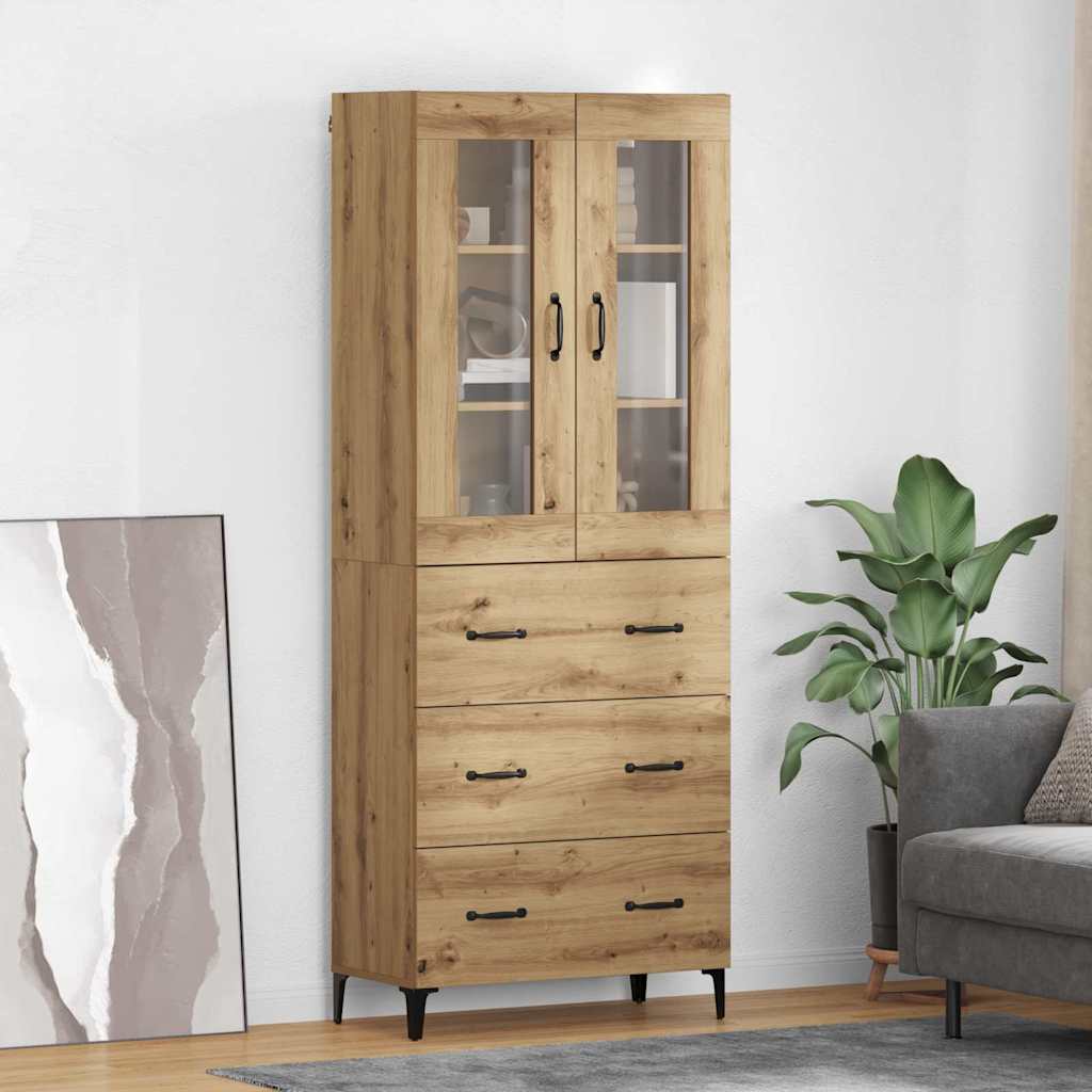 Highboard Artisan Eiken 69,5 x 34 x 180 cm Bewerkt hout is nu te koop bij PeponiXL, paradijselijk wonen!